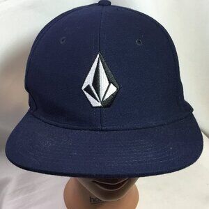 VOLCOM Hat Black Blue FlexFit Adult Elastic Fit Baseball Cap Size S/M